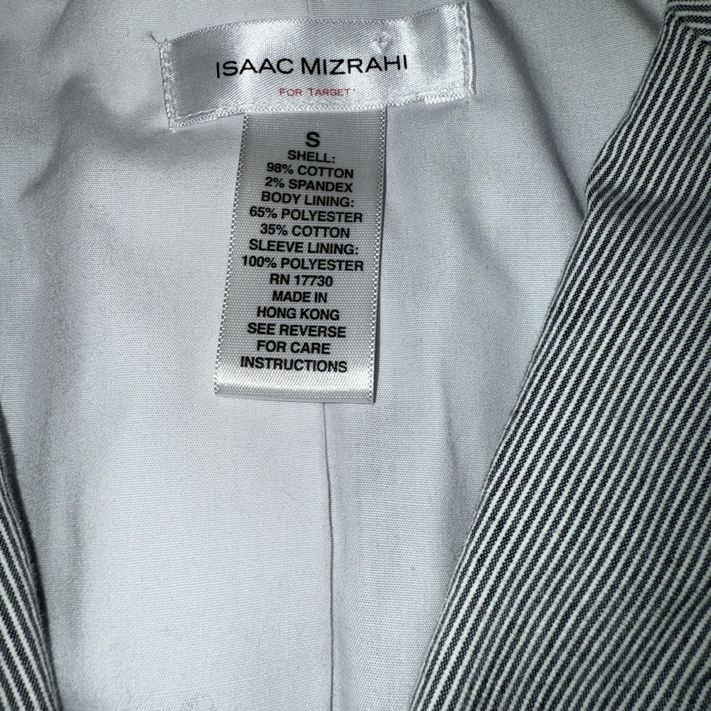 Womens Business Office Pinstripe Blazer Jacket Isaac Mizrahi Grey S 3/4 Sleeve - Picture 3 of 11